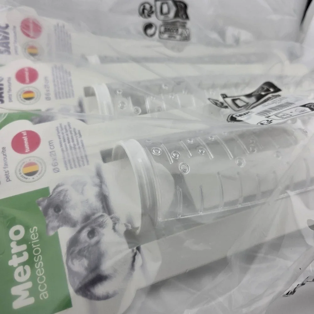 Savic Metro XL Tunnel‎ 3-Pack Hamster Spelos Cage Accessory 6x21cm Clear NEW